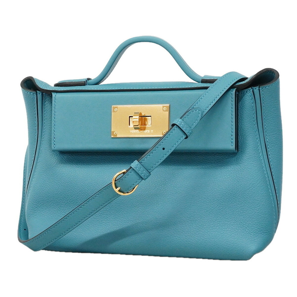 Hermes 24 Mini Evercolor Swift Handbag, New Blue Jean, K Stamp, 2-way Bag for...